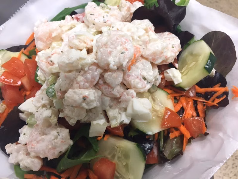 Shrimp salad over fresh greens